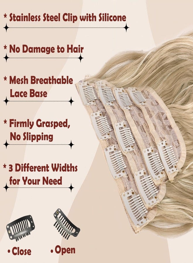 فيشبن وصلات شعر بمشابك من فيشفين للنساء - 4 قطع من وصلات الشعر الصناعية الطويلة والمموجة والناعمة ذات النسيج المزدوج السميك، بطول 20 بوصة، لون أشقر داكن - Image 3